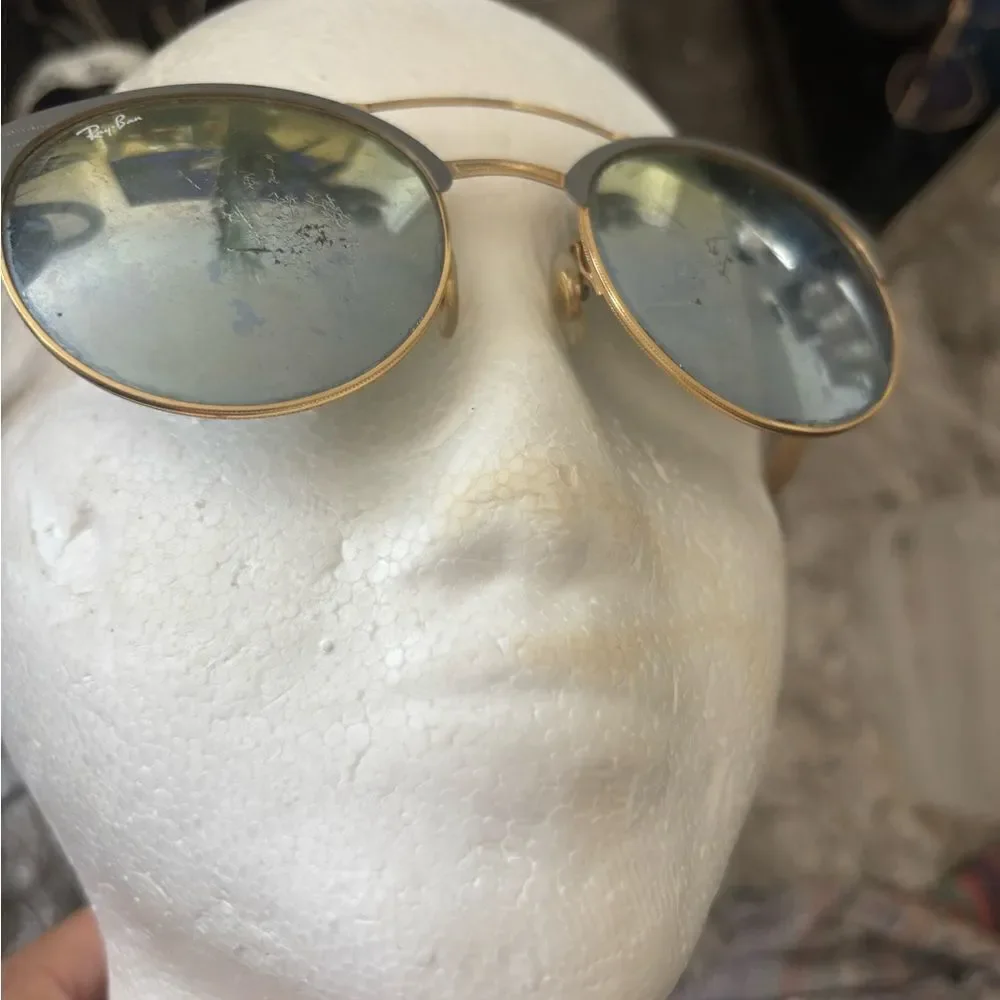 Ray-Ban RB3546 sunglasses aviator logo mirror lens eyewear gold frame glasses